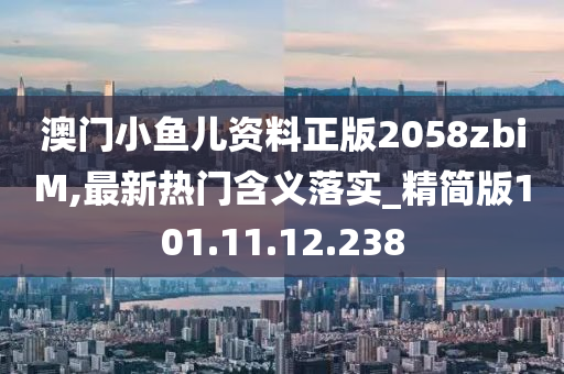 澳门小鱼儿资料正版2058zbiM,最新热门含义落实_精简版101.11.12.238