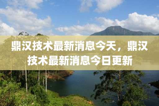 鼎汉技术最新消息今天，鼎汉技术最新消息今日更新